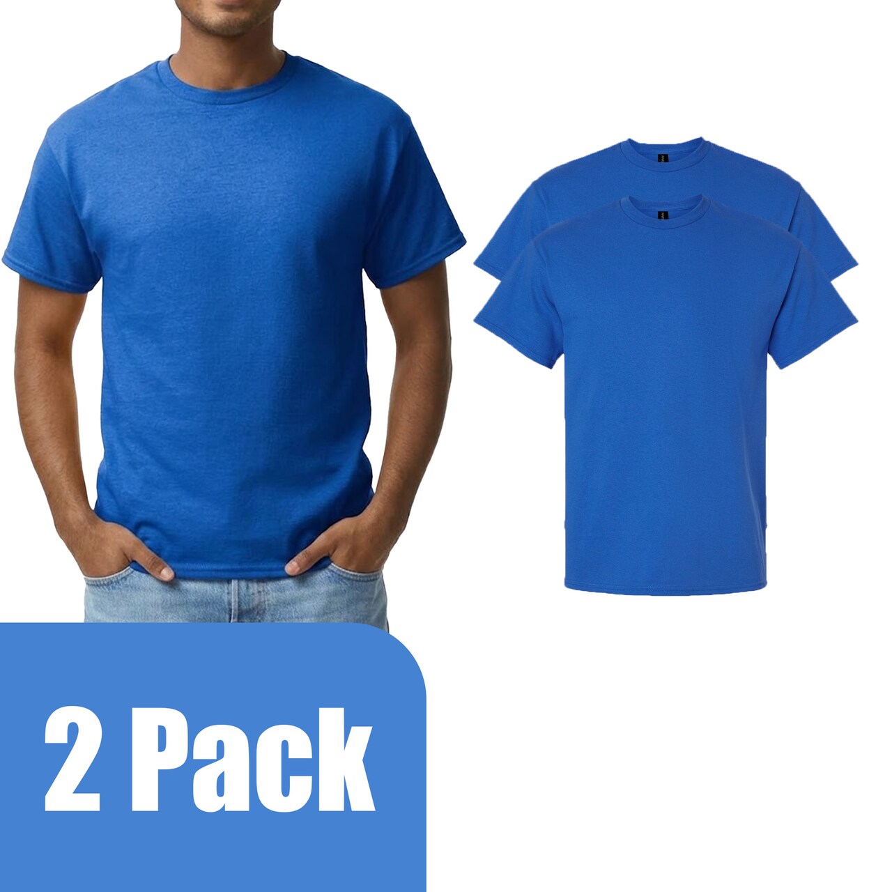 Gildan Men's Ultra Cotton Short Sleeve T-Shirt, (2–14 Pack) Craft Bundle for DIY Printing, Royal